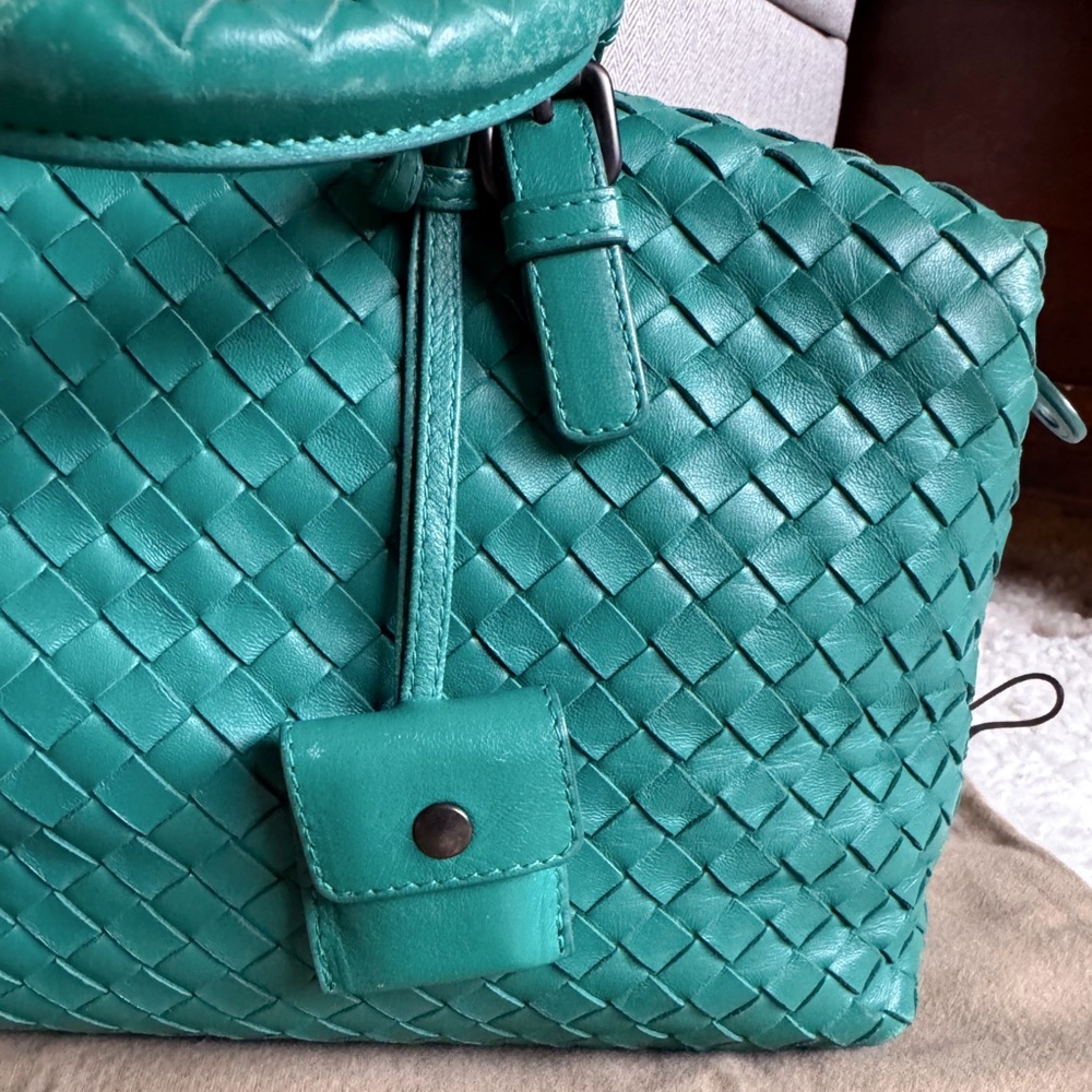 SOLD🎄Bottega Veneta montaigne teal green intrecciato satchel shoulder bag - Picture 6 of 15